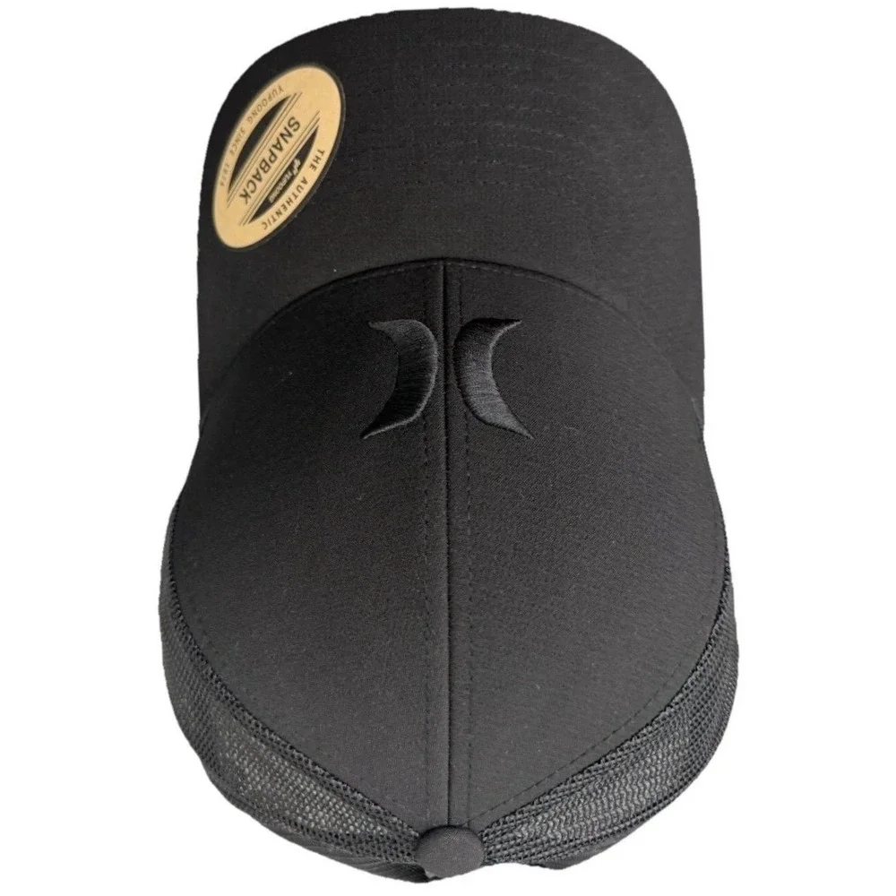 Hurley Men's M Del Mar Trucker Hat All Black Snapback Mesh Back Cap One Size New